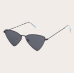 Ochelari de soare Fashion cu lentile triunghiulare ramă aurie și lentile negre, Noem®