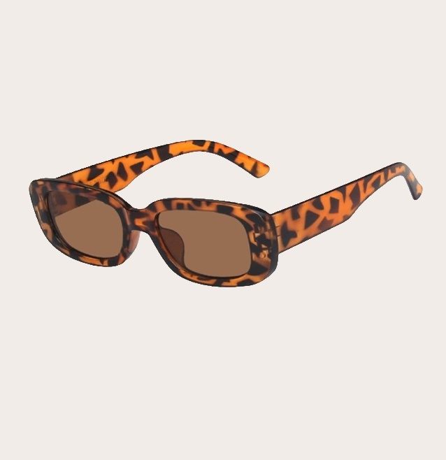 26.06.2026_09.40.28_REC_bg_F1ECE8 Ochelari de soare cu rame late animal print model rectangular retro, lentile maro, Noem® - imagine 1