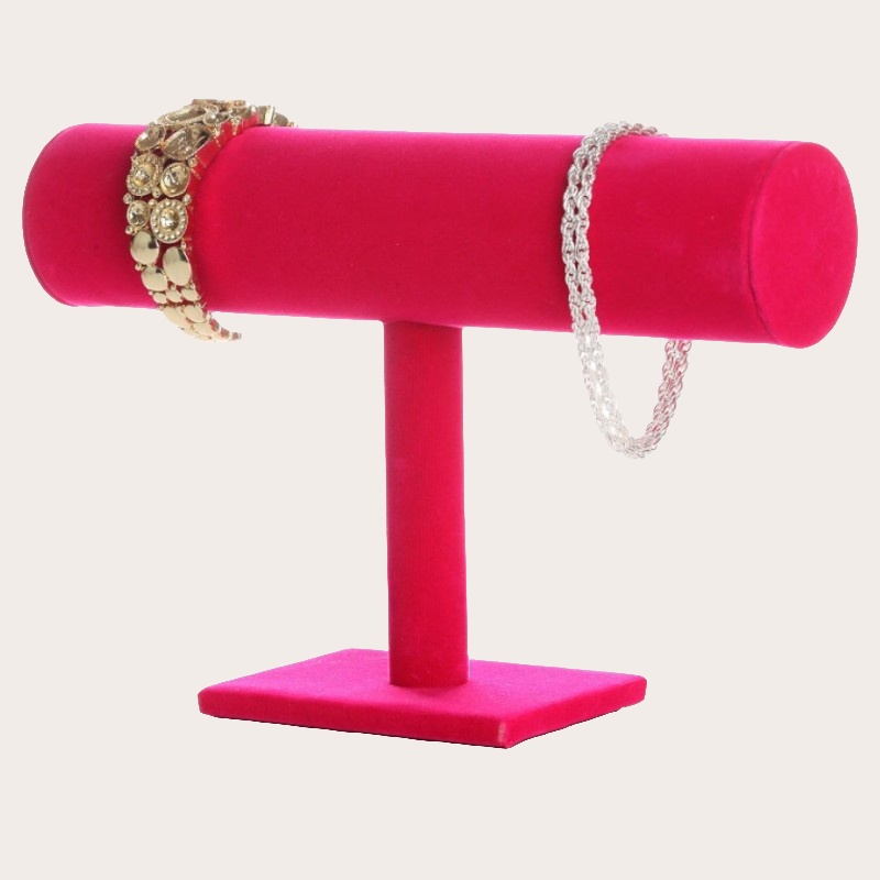 suport_cilindric_roz_bg_F1ECE8 Suport cilindric pentru brățări, expunere elegantă din catifea, înălțime 15 cm, roz, Noem® - imagine 1