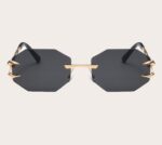 Ochelari de soare eleganti, design fara rama cu detalii tip gheata si lentila neagra, Noem®
