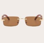 Ochelari de soare dama,premium, design fara rame cu lentila maro si brate aurii, Noem®