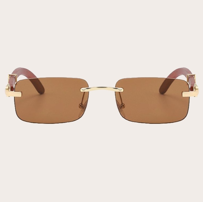 26.06.2026_09.54.42_REC_bg_F1ECE8 Ochelari de soare dama,premium, design fara rame cu lentila maro si brate aurii, Noem® - imagine 1