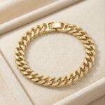Brățară bărbătească placată cu aur 14K, 18 cm, model Cuban Link, 10 mm, Noem®