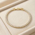 Bratara model tennis Milano placata cu aur 14K, cu un rand de cristale, Noem®