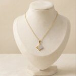 Colier din otel inoxidabil, placat cu aur 14k, cu pandantiv dublu trifoi cu cristale, Noem®