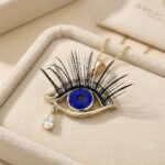 Pandantiv statement placat cu aur 14K, 27x23 mm, design ochi mistic cu cristale, Noem®
