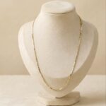 Lanț damă placat cu aur 14K, lungime 50 cm, design modern cu bănuți de 1.6 mm, Noem®
