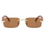 Ochelari de soare dama,premium, design fara rame cu lentila maro si brate aurii, Noem® - imagine 3