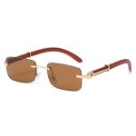 Ochelari de soare dama,premium, design fara rame cu lentila maro si brate aurii, Noem® - imagine 4