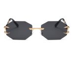 Ochelari de soare eleganti, design fara rama cu detalii tip gheata si lentila neagra, Noem® - imagine 3