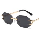 Ochelari de soare eleganti, design fara rama cu detalii tip gheata si lentila neagra, Noem® - imagine 4