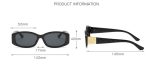 Ochelari de soare negri eleganti, design cu brate late si detalii aurii, lentila neagra, Noem® - imagine 2