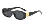 Ochelari de soare negri eleganti, design cu brate late si detalii aurii, lentila neagra, Noem® - imagine 3