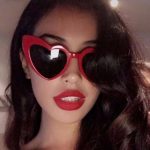 Ochelari de soare Retro, model inima cu rama rosie si lentila neagra, Noem® - imagine 3