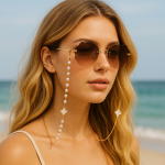 Lant pentru ochelari cu trifoi si perle, lungime 76 cm, Noem® - imagine 5