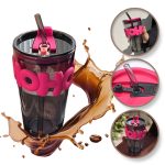 Pahar din sticla fumurie pentru cafea sau ceai, 400 ml, cu pai reutilizabil si manson din silicon, Noem® - imagine 4