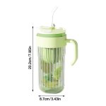 Cana din sticla striata cu infuzor/sita, 550 ml, cu maner, capac etans si pai de sticla inclus, roz, Noem® - imagine 5