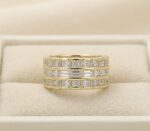 Inel luxury placat cu aur 14K, design cu rânduri multiple de zirconiu albe, mărimea 6, Noem® - imagine 2