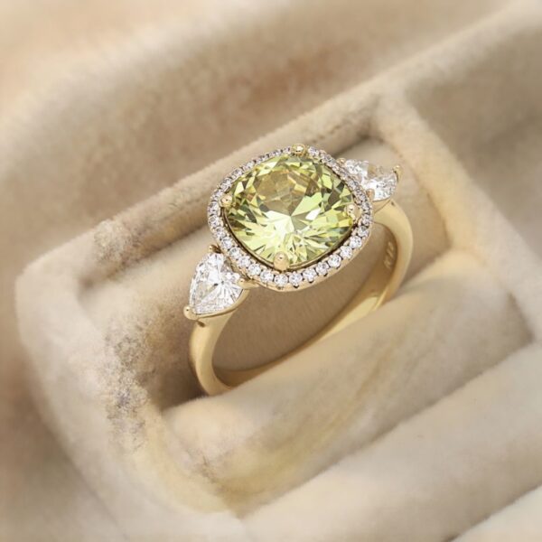 Inel elegant placat cu aur 14K, 13 mm, model cu piatră topaz și cristale, mărimea 10, Noem®