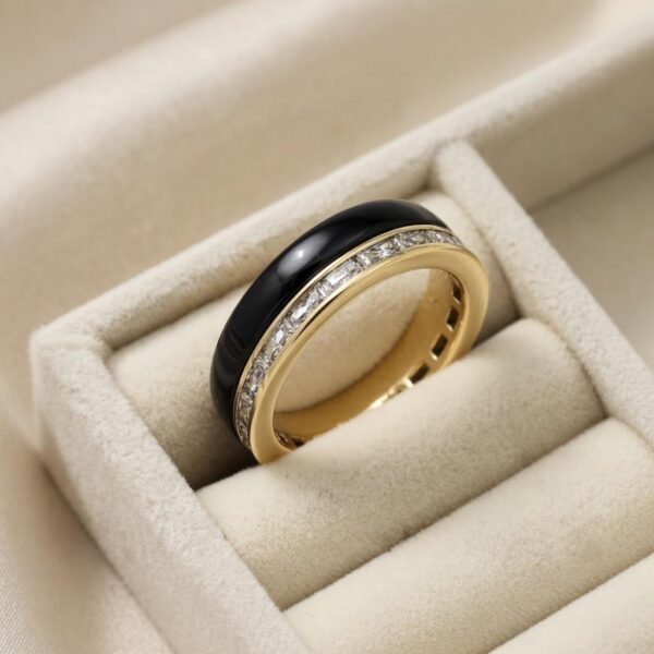 Inel elegant placat cu aur 14K, 6 mm, model cu zirconiu alb, mărimea 11, Noem®