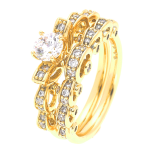 Inel luxury placat cu aur 14K, 5/4 mm, design cu zirconiu alb, mărimea 8, Noem®