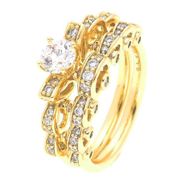 Inel luxury placat cu aur 14K, 5/4 mm, design cu zirconiu alb, mărimea 8, Noem®