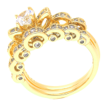 Inel luxury placat cu aur 14K, 5/4 mm, design cu zirconiu alb, mărimea 8, Noem® - imagine 2