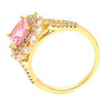 Inel elegant placat cu aur 14K, 13 mm, model cu piatră roz și cristale, mărimea 6, Noem® - imagine 2