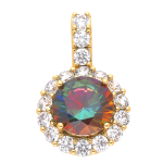 Pandantiv elegant placat cu aur 14K, 23/14 mm, model markiz cu piatră aleksandrit și cristale, Noem®