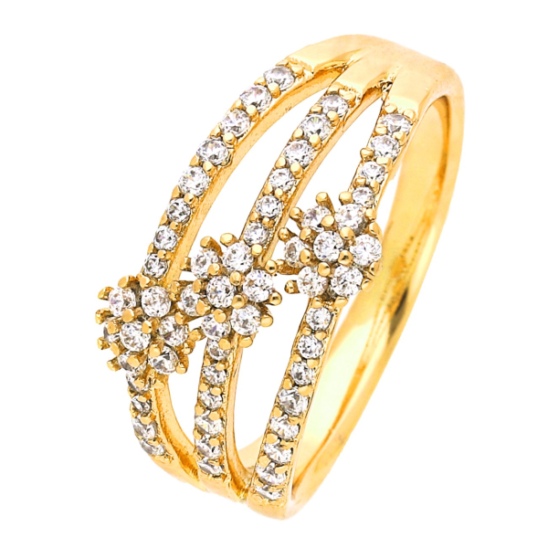 Inel elegant placat cu aur 14K, 11 mm, model cu trei pietre marquise, mărimea 8, Noem®
