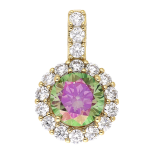 Pandantiv elegant placat cu aur 14K, 23/14 mm, model cu alexandrit și cristale, Noem®