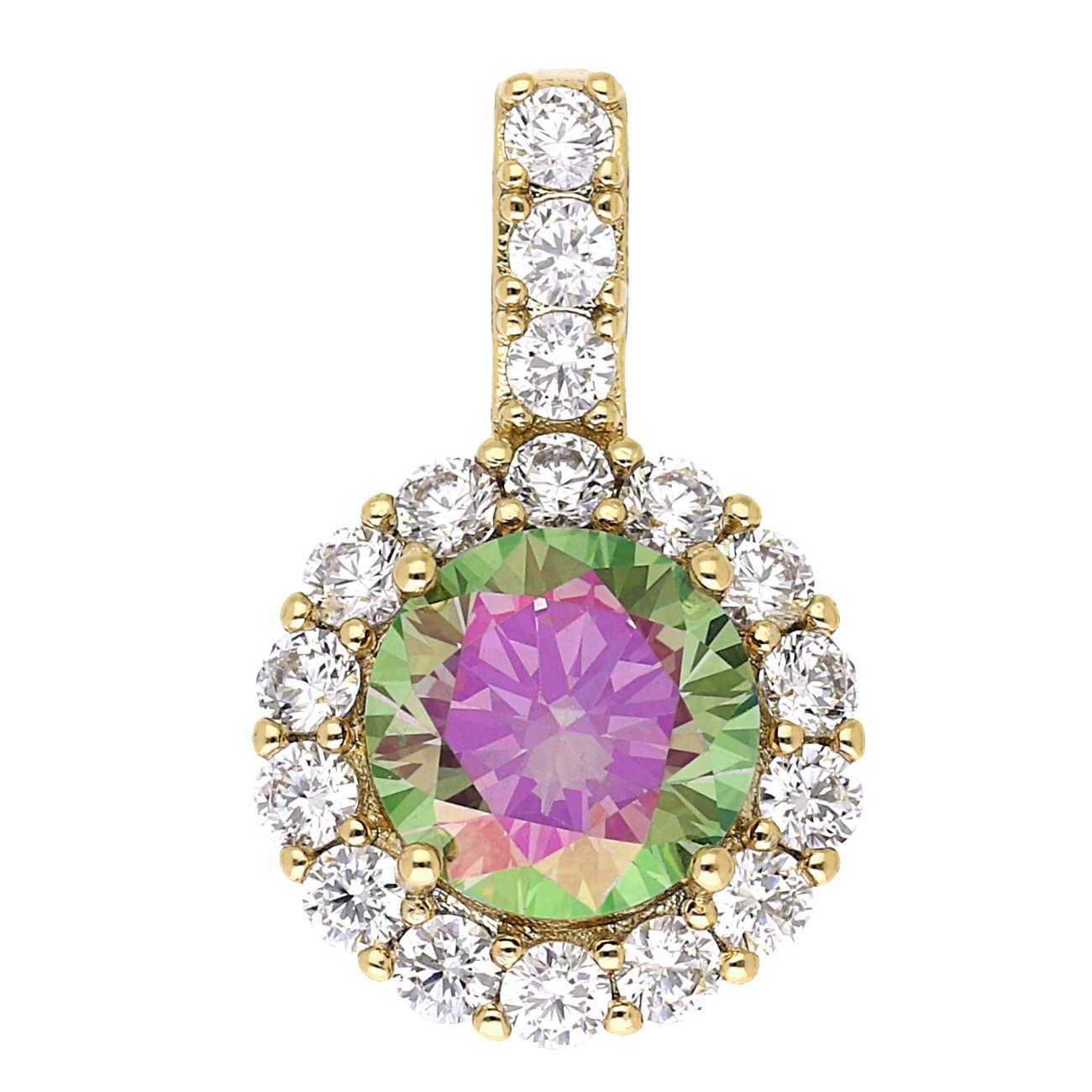 53427_01 Pandantiv elegant placat cu aur 14K, 23/14 mm, model cu alexandrit și cristale, Noem® - imagine 1