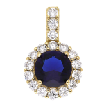 Pandantiv elegant placat cu aur 14K, 23/14 mm, model cu piatră albastră și cristale, Noem®