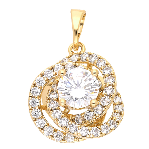 Pandantiv elegant placat cu aur 14K, 25/17 mm, model cu briliant în vârf, Noem®