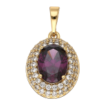 Pandantiv elegant placat cu aur 14K, 26/14 mm, model marquise cu piatră ametist și cristale, Noem®