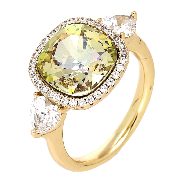Inel elegant placat cu aur 14K, 13 mm, model cu piatră topaz și cristale, mărimea 8, Noem®