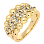 Inel elegant placat cu aur 14K, 12 mm, model brățară cu cristale, mărimea 8, Noem®
