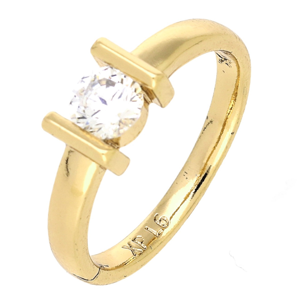 Inel elegant placat cu aur 14K, 6 mm, model cu brilant, mărimea 8, Noem®