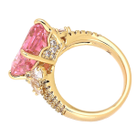 Inel luxury placat cu aur 14K, 14 mm, model cu diamant roz, mărimea 6, Noem® - imagine 2