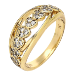 Inel elegant placat cu aur 14K, model cu rânduri de inimi cu zirconiu, mărimea 6, Noem®