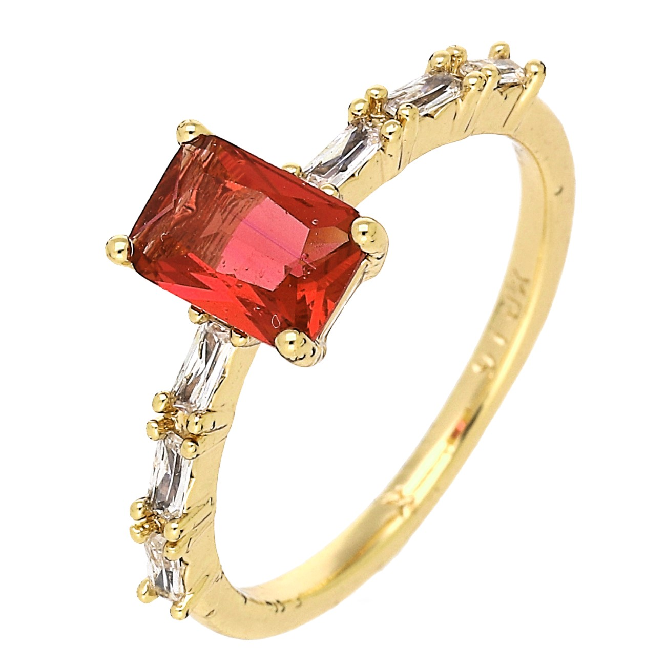 89384_01-2 Inel elegant placat cu aur 14K, model cu piatră rubin și briliant, mărimea 8, Noem® - imagine 1