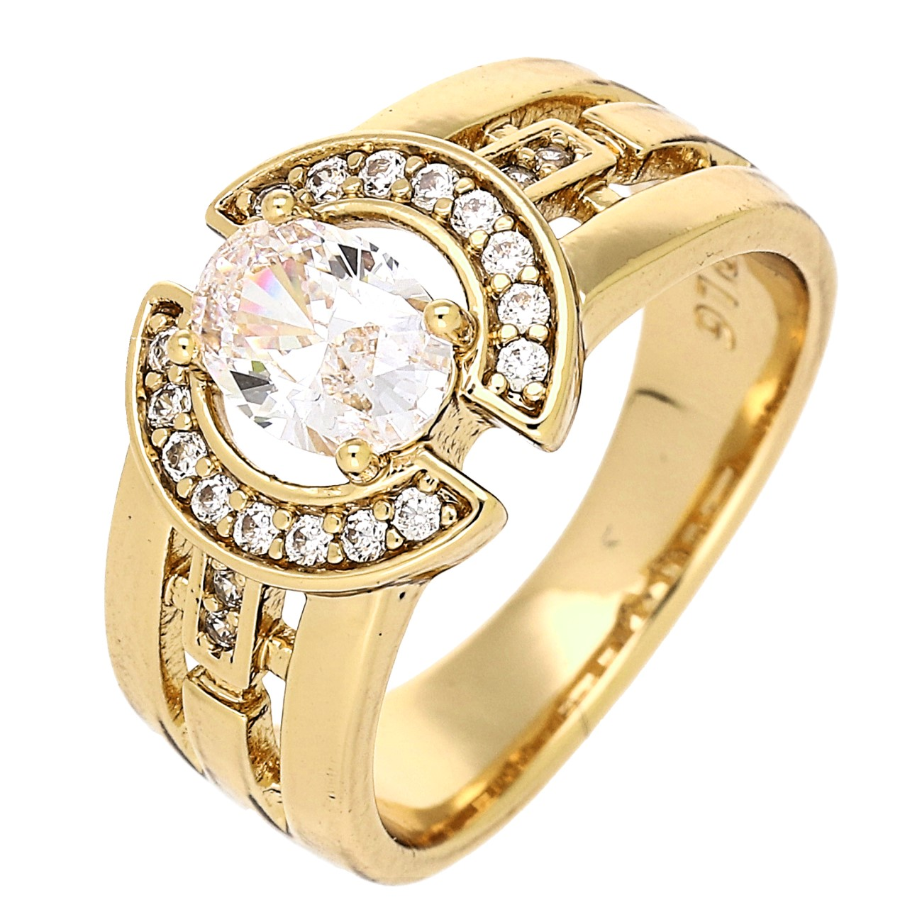 89385_01-1 Inel elegant placat cu aur 14K, 11 mm, model briliant cu zirconiu, mărimea 8, Noem® - imagine 1