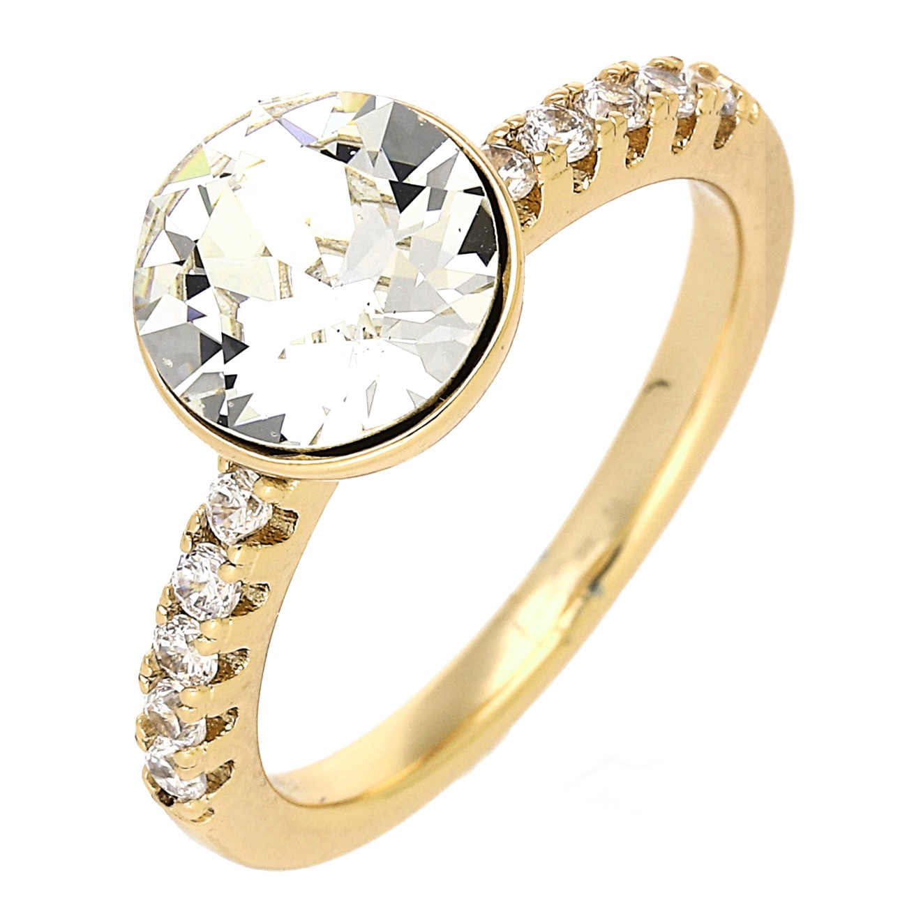 89402_01-1 Inel elegant placat cu aur 14K, model cu cristal și zirconii albe, mărimea 7, Noem® - imagine 1