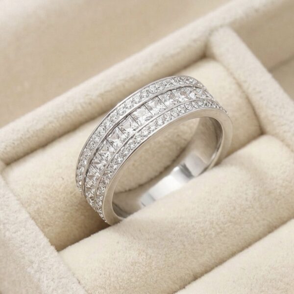 Inel luxury placat cu aur 14K, 6 mm, model cu cristale transparente, mărimea 8, Noem®