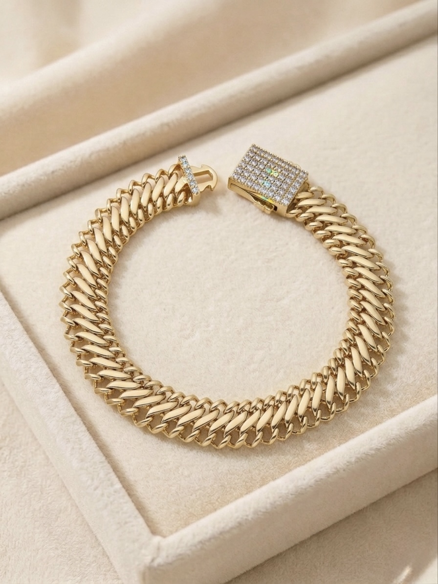 IMG_0691 Brățară luxury placată cu aur 14K, 20 cm, model royal cu cristale, Noem® - imagine 1
