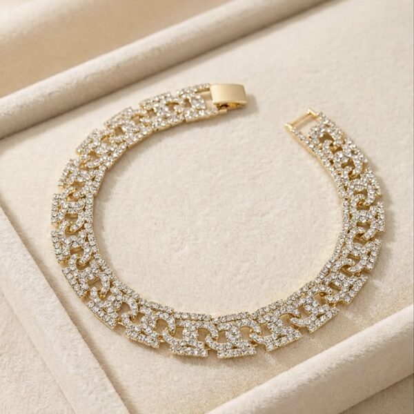 Brățară luxury placată cu aur 14K, 20.5 cm, model cu cristale de zirconiu, Noem®
