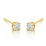 Cercei placați cu aur de 14K, mini solitari pe ureche, cu cristal rotund clar de 3 mm, Noem® - imagine 2