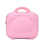 Valiză de voiaj pentru cosmetice, roz rigidă, mini geantă de mână cu cifru model ursuleț 30x16x24 cm, Noem® - imagine 6