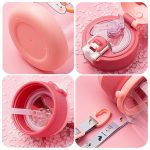 Sticlă de apă pentru copii, albastră cu pai, model ursuleț supererou și cornițe din silicon, 600 ml, 19 cm x 8,5 cm, Noem® - imagine 3