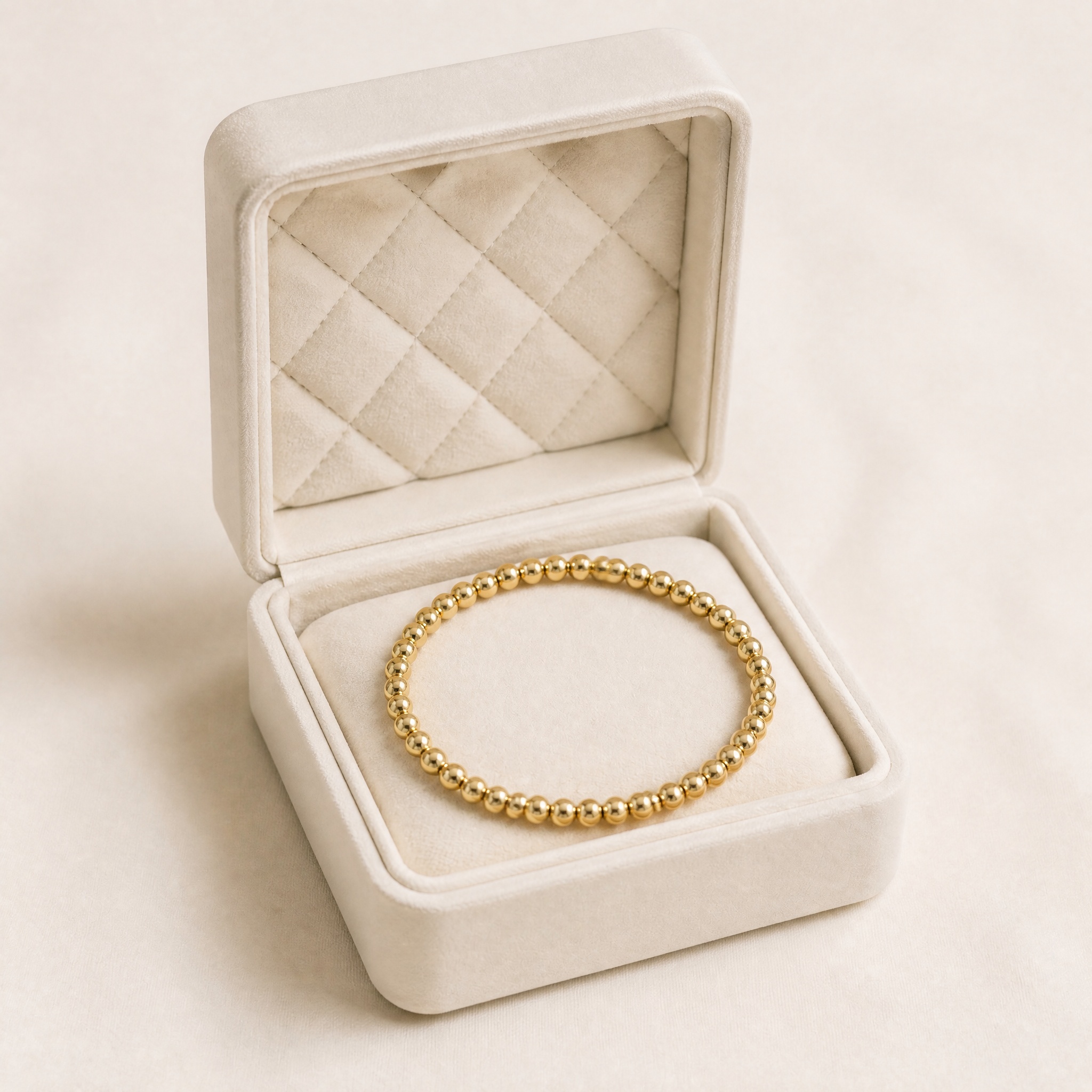 b25_bile_aur_2 Brățară statement placată cu aur 14K, design minimalist tip fix cu sfere metalice înlănțuite, diametru 60 mm, 4 mm, Noem® - imagine 1
